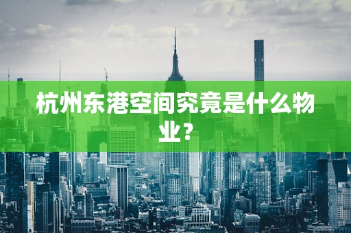 杭州东港空间究竟是什么物业？