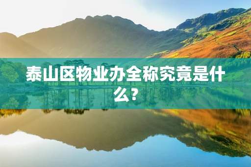 泰山区物业办全称究竟是什么？
