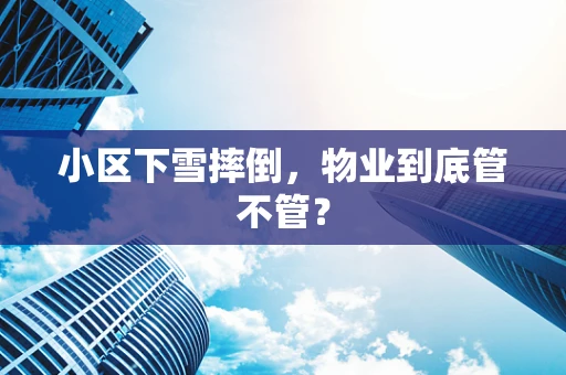 小区下雪摔倒，物业到底管不管？