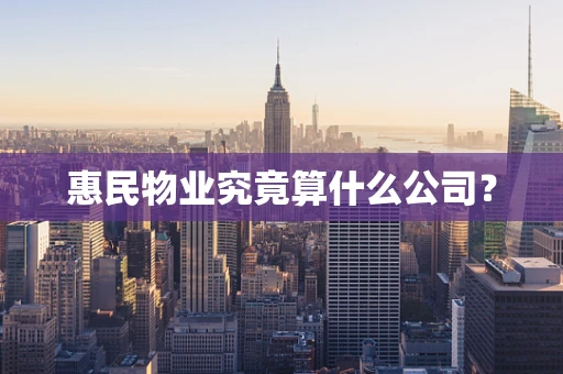惠民物业究竟算什么公司？