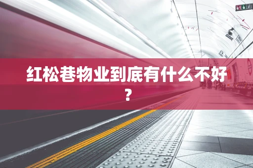 红松巷物业到底有什么不好？