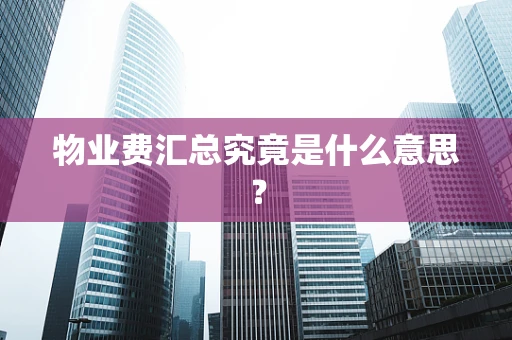 物业费汇总究竟是什么意思？